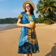 thumbnail image 4 of Disketp Starry Night Sunflower Field para Vestido de Manga Corta para Mujeres, Vestidos de Verano para Mujeres, Casual y Holgado para la Playa, 4 of 6