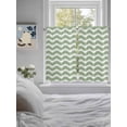 thumbnail image 4 of Sage Green Stripe Tier Curtains 45 Inches Long, Farmhouse Striped Modern Waves Moires Window Treatment Curtain Drapes, Window Half Privacy Curtains for Bedroom Bathroom, 42"x45", 2 Panels, 4 of 7