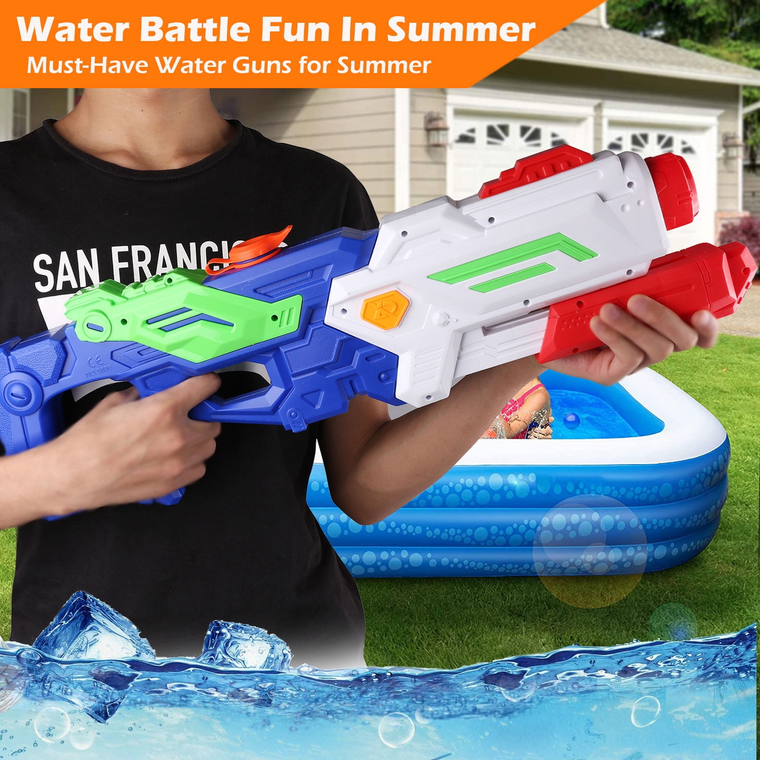 23 Inch Big Water Guns for Kids Adults, Super Squirt Water Gun 2000cc High Capacity Water Blaster for Boys Girls Summer Toy Outdoor Water Fighting