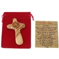 thumbnail image 6 of No Greater Love Olive Wood Comforting Cross Engraved with Crown of Thorns and Heart of Our Lord Package. Comes with Gift Box,Velvet Bag & Lord's Prayer Card - 2.75" Cross, 6 of 6