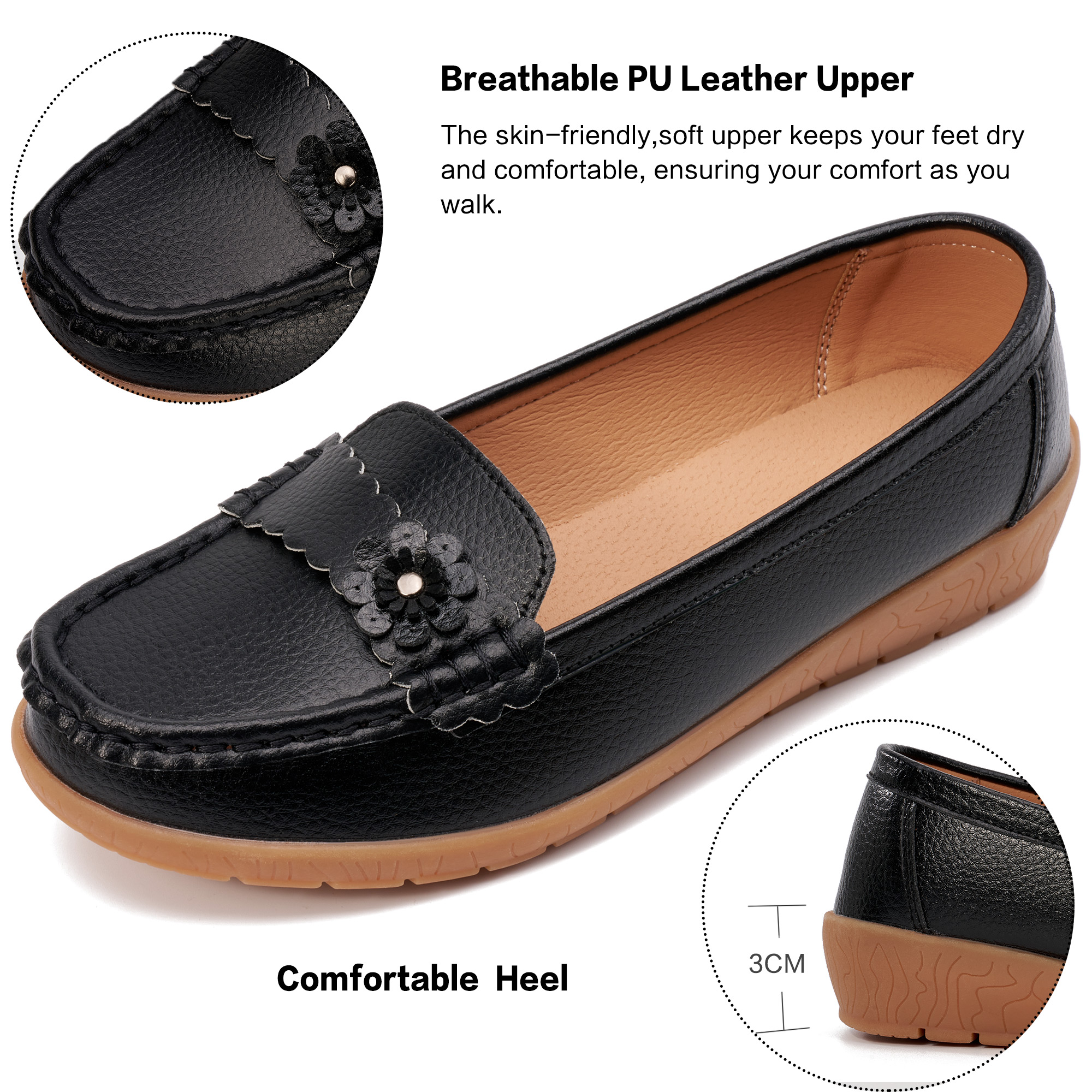 Ecetana Women's Loafer Flats With Floral Embellishment photo 3