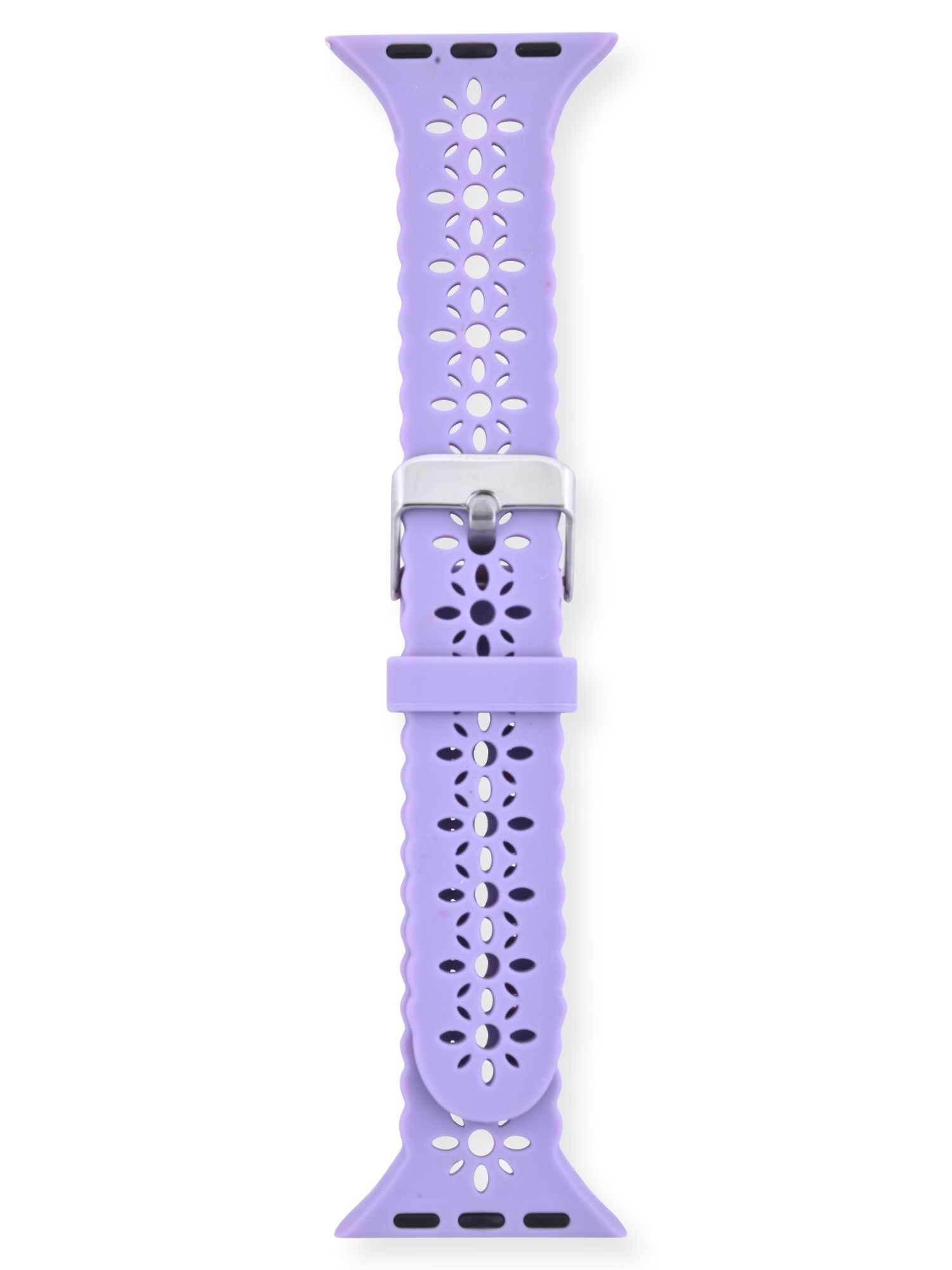 Adult Ladies Lavendar Floral Perforated Silicone Replacement Strap. 38-41MM