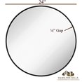 thumbnail image 2 of Hamilton Hills 24" Black Circle Deep Set Metal Round Frame Mirror Contemporary Brushed Metal Black Wall Mirror | Glass Panel Deep Set Design (24" Round), 2 of 5