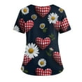 thumbnail image 3 of Womens Valentine Day Scrub Tops Love Heart Print Short Sleeve Quick Dry Cute Scrub Tops Medical V Neck Plus Size Uniform with Pockets, 3 of 4