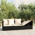 thumbnail image 1 of vidaXL Outdoor Lounge Bed with Cushions Black Poly Rattan, 1 of 5