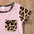 thumbnail image 3 of Toddler Kids Child Baby Girl Clothes Set Summer Short Sleeve Pocket Round Neck Top Shorts Leopard Clothing Outfits 2PCs, 3 of 6