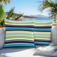 thumbnail image 5 of Vintage Stripes Outdoor Pillow Covers Set of 2 Green Blue Yellow Striped Retro Lines Waterproof Throw Pillow Case Decorative Square Cushion Cover for Patio Couch Garden Balcony, 24"x24", 5 of 9