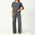 thumbnail image 5 of Gealkoca Womens Summer Two Piece Sets Sportswear Wide Leg Pants Casual Sports Set Travel Vacation Short Sleeve Sets Matching Sets Women Clothing, 5 of 7