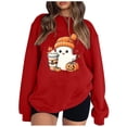 thumbnail image 2 of Pisexur Chandail en Molleton d'Halloween pour Femmes en Molleton Ample Automne Orange Manches Longues Col Rond Mode Citrouille Graphique Chandails en Molleton Chandails à Capuchon d'Halloween Chandail, 2 of 4