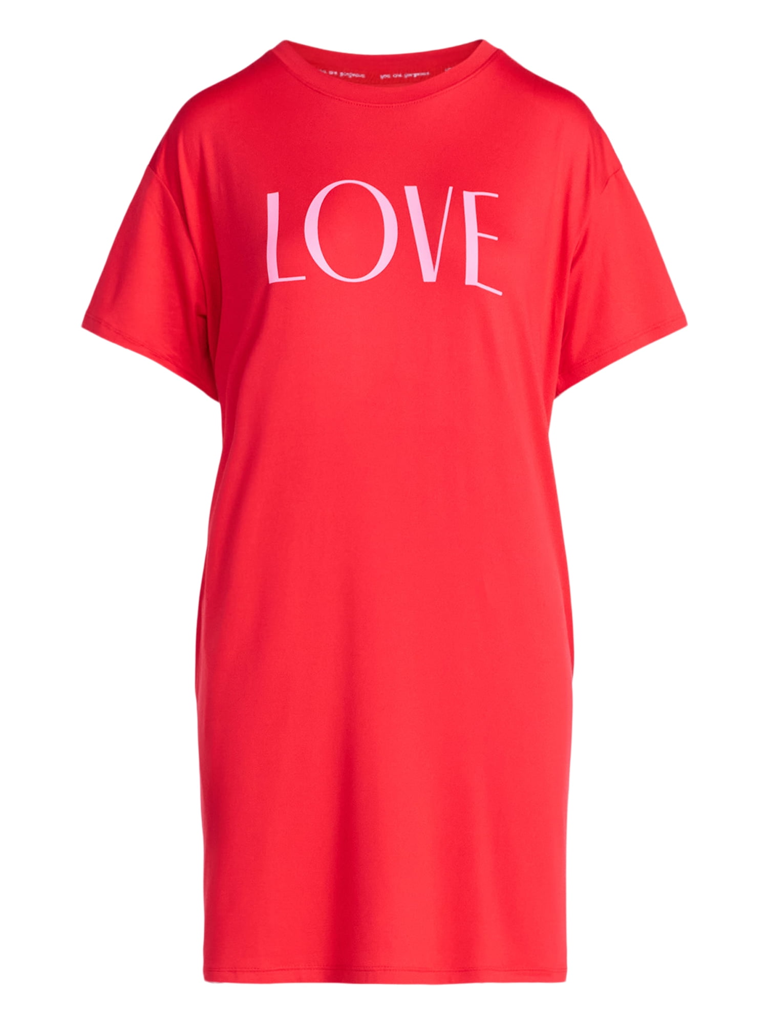 Joyspun Women’s Dreamy Soft Collection Short Sleeve Valentine's Day Sleep Shirt, Sizes S/M to 2X/3X