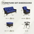 thumbnail image 4 of EAGLE PEAK Azure Bay 6 Pieces Wicker Outdoor Patio Furniture Set, Sofa and Swivel Chairs with Ottomans and Side Table Brown Wicker and Blue Cushions, 4 of 9