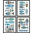 thumbnail image 2 of PixonSign Framed Wall Art Coastal Charm Wooden Fish Illustrations Posters, Set of 4 Rustic Nautical Fine Art Multicolor Boho Canvas Prints for Bedroom, Living Room, Office - 12"x16" Black, 2 of 5