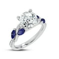 thumbnail image 2 of Spot Jewel 1.7 Ct Round Cut Lab Created Diamond Ring - Hayden Curved Vine Design Engagement Ring - 14K White Gold Plated with Sapphire Accent - Sparkling Jewelry for Bridal Celebrations, 2 of 3