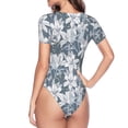 thumbnail image 3 of Uemuo Lilies Flowers Pattern Women's One Piece Short Sleeve Swimsuit Rash Guard Surfing Modest Quick-drying Swimsuit Beach Essentials-XX-Large, 3 of 9