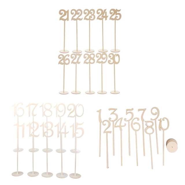 30 Piezas 1-30 Números de de Decoración de Perfecta para Bodas, Cumpleaños, Aniversarios, Hogar perfecl Números de mesa de madera