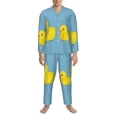 thumbnail image 3 of Fuzoiu Cute Ducky Print Men's Long-Sleeved Pajama,Lounge Button Down Nightwear,Mens Notch Collar Pajama Set -Medium, 3 of 7