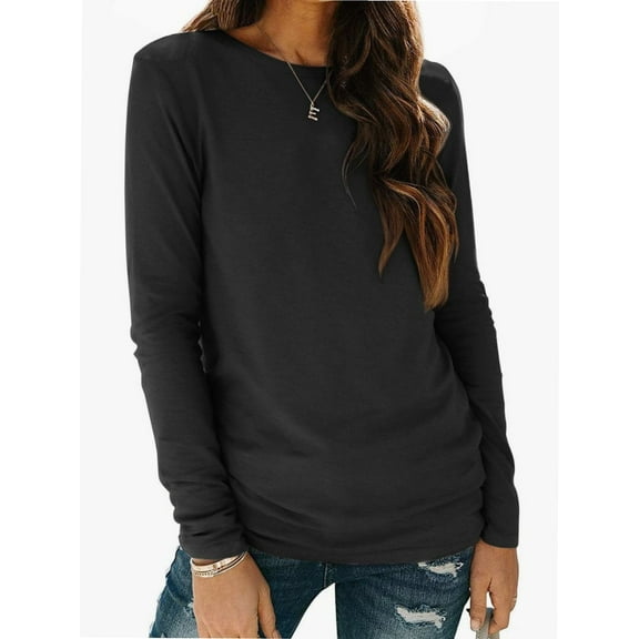Long Sleeve T Shirts for Women Loose Fit, Crewneck Womens Long Sleeve Tops Casual Trendy Lightweight Basic Tee Tops
