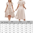 thumbnail image 2 of Vestido de mujer A Line Bow V Neck Vestidos casuales Moda para cóctel (Beige S) FLhrweasw Para estrenar, 2 of 7