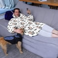 thumbnail image 3 of Wearable Oversized Blanket,White Cow Moo Pattern Wearable Blanket Hoodie for Adults,Cozy Hooded Blankets with Super Pockets,Super Warm Fuzzy Pullover for Women & Men, 3 of 6