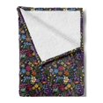 thumbnail image 2 of Colorful Soft Flannel Fleece Throw Blanket, Feminine Floral Composition Spring Nature Prospering Garden on Dark Background, Cozy Plush for Indoor and Outdoor Use, 60" x 80", Multicolor, by Ambesonne, 2 of 5