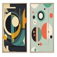 thumbnail image 2 of Designart "Retro Dimensions of the Mid-century Era I" Modern Midcentury Framed Wall Art Set Of 2 - Mid-Century Blue Frame Gallery Set For Office Decor, 2 of 6