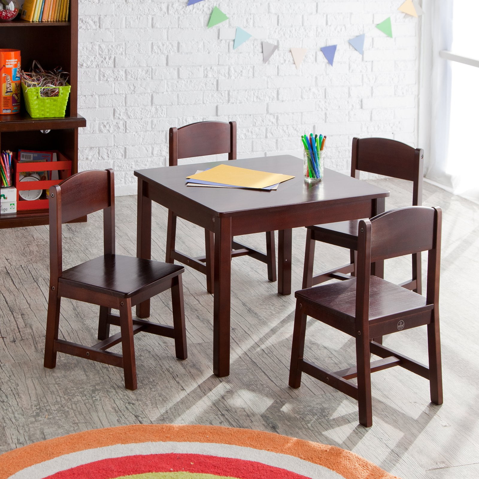 KidKraft Farmhouse Table & 4 Chair Set Espresso Walmart