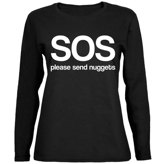 SOS Please Send Nuggets Ladies' Relaxed Jersey Long-Sleeve Tee Black LG