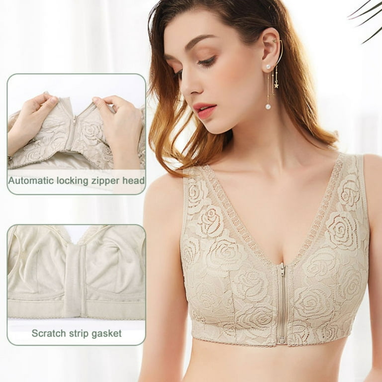 Spdoo Women Sexy Lace Bra Front Closure Back Smoothing Push up Bra Thin  Soft Padded Bralette(Regular & Plus Size) 