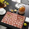 thumbnail image 3 of Fall Maple Leaf Placemats Set of 4, Vintage Red Orange Beige Autumn Leaves Placemats for Dining Table, Place Mats for Kitchen Tabletop, Waterproof Wipeable Dining Table Mats Set, 3 of 9