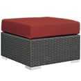 thumbnail image 6 of Modern Contemporary Urban Design Outdoor Patio Balcony Garden Furniture Lounge Sectional Sofa Set, Sunbrella Rattan Wicker, Red, 6 of 8