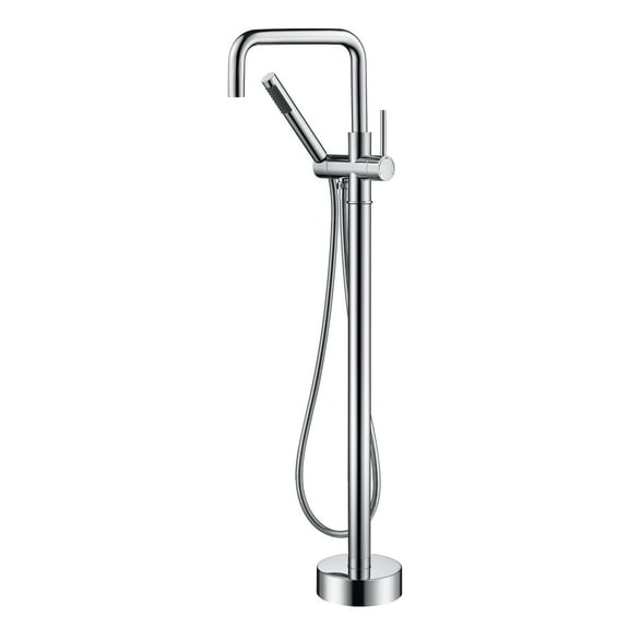 sumerain Freestanding Bathtub Faucet with Hand Shower, Floor Mount Tub Faucet Brass Single Handle High Flow Chrome