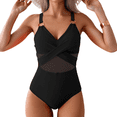 thumbnail image 2 of LYMAYTER Women One-Piece Swimsuit V Neck Shirred Swimwear Tummy Control Halter Bathing Suits Monokini S-2XL, 2 of 10