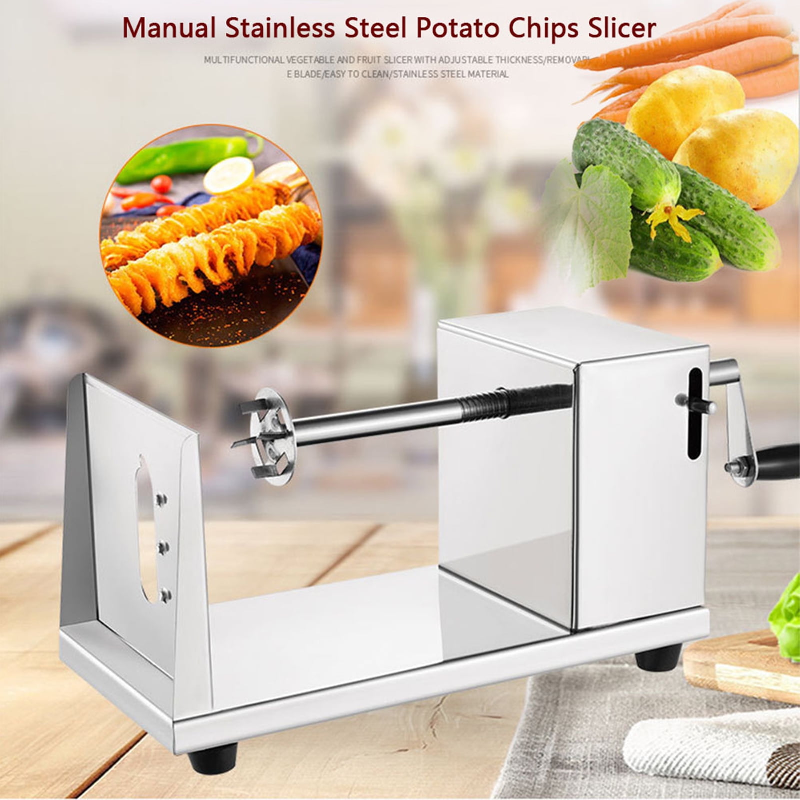 Manual Stainless Steel Potato Chips Slicer Spiral Twister Vegetable Cutter  C IP