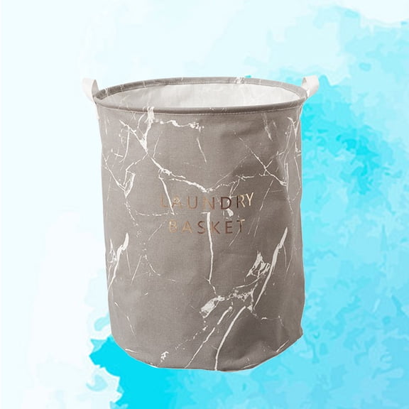 IMIKEYA Grey Marble Laundry Basket, Cotton Linen Foldable Lightweight Hamper for Clothes Storage and Laundry Organization