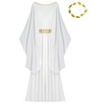 thumbnail image 6 of Aislor Womens Ancient Roman Queen Toga Robe Dress with Leaf Garland Headwear Greek Beauty Costume White L, 6 of 7