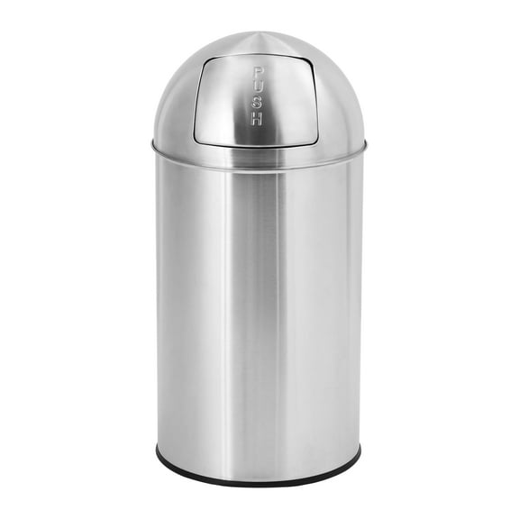13 Gallon/50 Liter Trash Can, Garbage Can with Push Lid,Heavy Duty Stainless Steel Waste Bin with Removable Inner Bucket,Cylindrical Home and Kitchen Trash Bin,Outdoor Trash Bin for Commercial Use
