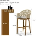 thumbnail image 3 of PPURPLE LEAF Outdoor Bar Height Stools Set of 2, Patio Woven Aluminum Barstools Bar Chairs with Back and Cushions for Balcony Garden Indoor Kitchen Outside, Teak, 3 of 10