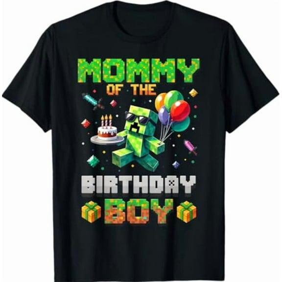 Sam Soft Mom Of The Birthday Boy Party Video Gamer Pixel Number T-Shirt All Size S-5XL