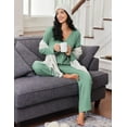 thumbnail image 3 of Ekouaer Womens Waffle Knit Pajamas Long Sleeve Lounge Set Button Up Pjs Loungewear with Pockets, 3 of 4
