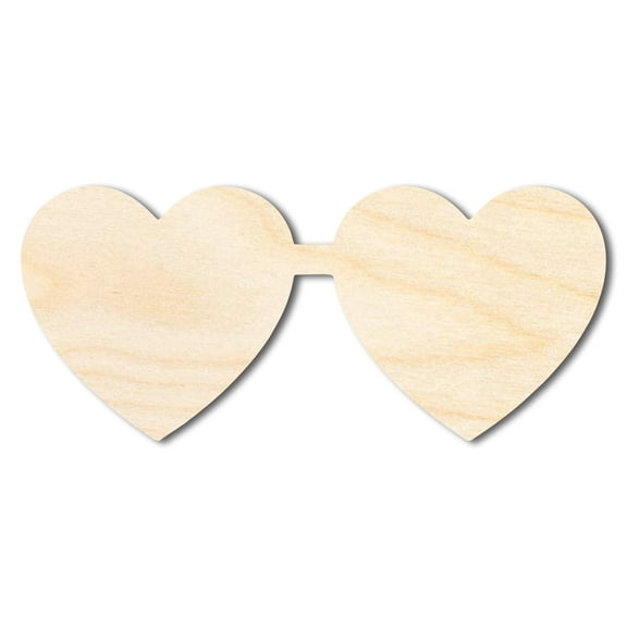 Unfinished Wood Heart Glasses Shape 12" / 1/4"