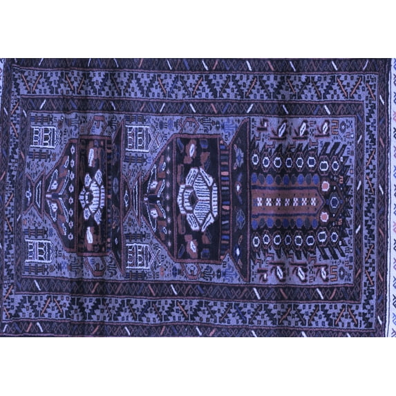 Ahgly Company Machine Washable Indoor Rectangle Persian Blue Traditional Area Rugs, 7' x 10'