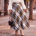 thumbnail image 3 of EANJE Midi Plaid Skirts for Women, Vintage Color‑Block Plaid A‑Line Swing Long Skirts, High Waist Loose Flowy Fleece Blend Skirts, Retro Casual Skirts for Fall Winter Daily Outfits Gray L, 3 of 5