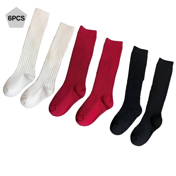 TELOLY 2026 New 3 Pack Toddler Girls Long Socks for Kids Baby Knee High Socks Cotton Socks for 1-10Y, for Everyday Wear, School, Casual Outfits, Playtime, Winter, Outdoor Activities