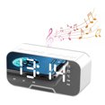 thumbnail image 2 of Espejo Altavoz Bluetooth inalámbrico Radio FM Altavoz con tarjeta enchufable Regalo innovador Reloj despertador Altavoz para estudiantes Blanco, 2 of 12