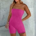 thumbnail image 2 of GILIGEGE Womens Tube Rompers Summer Strapless Basic Sleeveless Ruched Stretch Classic-Fit Rompers Slim Fit Shapewear Strapless Bodycon Tube Romper Bodysuit Strapless Tube Bodycon Shorts Jumpsuit, 2 of 8