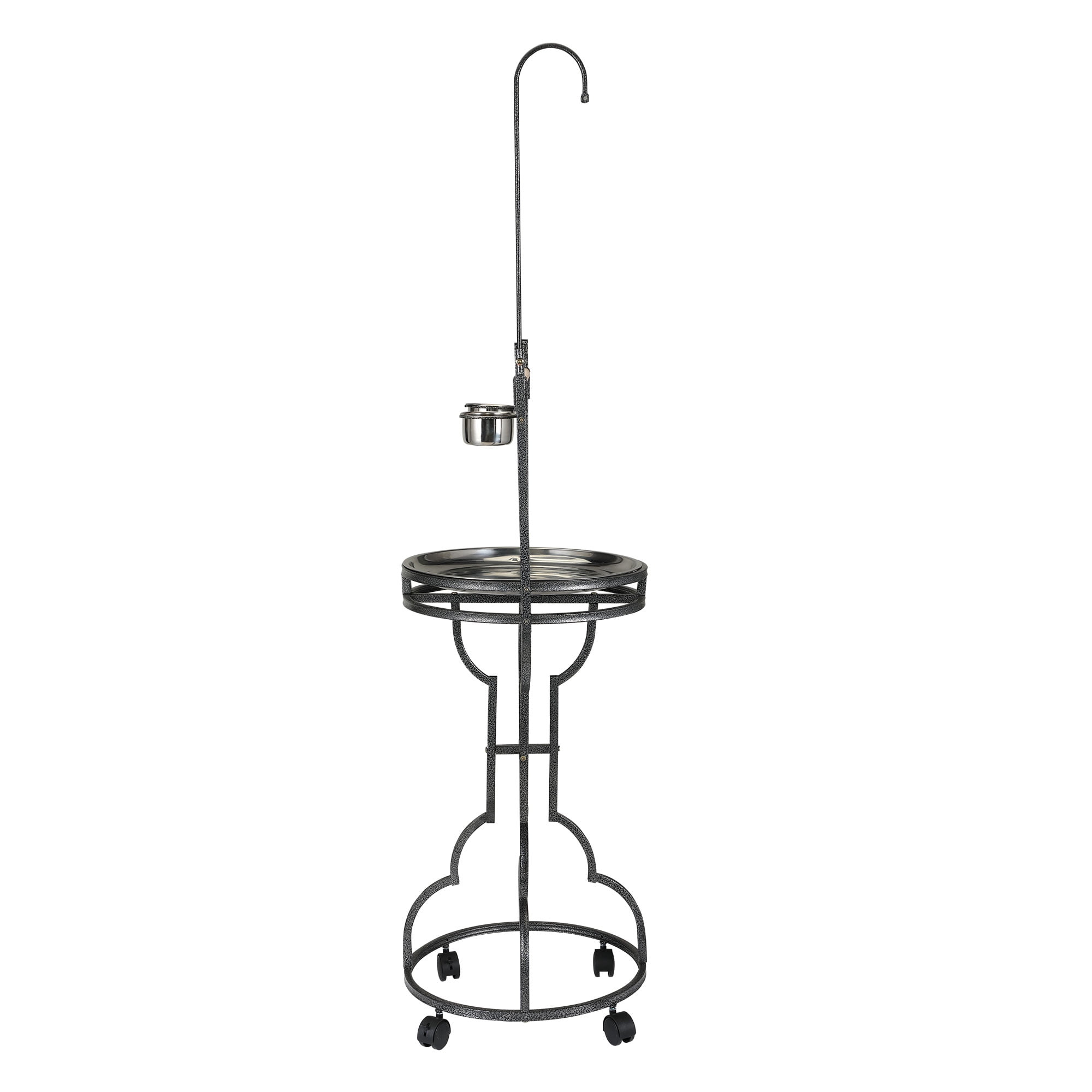 Pefilos 50" Large Parrot Wood Perch Playstand, Bird Play Stand with Bowls Rolling Wheel, Bird Play Stand, Black Pefilos 50" Large Parrot Wood Perch Playstand, Bird Play Stand with Bowls Rolling Wheel, Bird Play Stand, Black