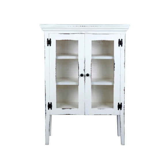 Sunset Trading Cottage 2-Door Farmhouse Wood Accent Cabinet in Whitewash