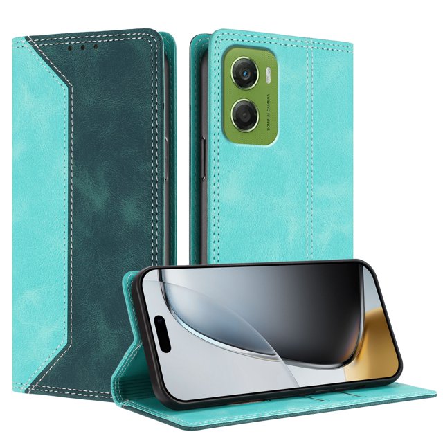Funda FOXDOCK para Motorola Moto G06 de Cuero Premium Bicolor con Ranuras RFID, Carcasa Tipo Billetera Antigolpes y Soporte Plegable