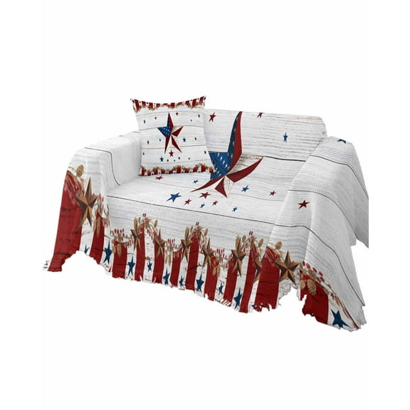 Vintage Western Sofa Couch Covers for Dog,Washable Sectional Couch Slipcovers for Loveseat with Tassels,Country Berry Star Rustic Wooden Non Slip Sofa Throw Cover Blanket Large 71''x102''