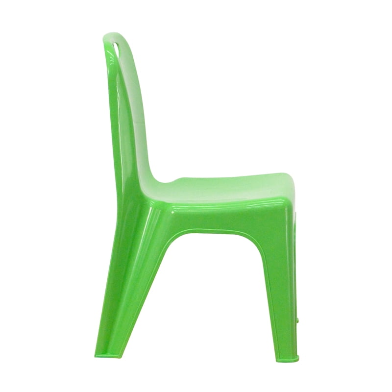 Flash Furniture Green Plastic Stackable School Chair with Carrying Handle and 11 Seat Height